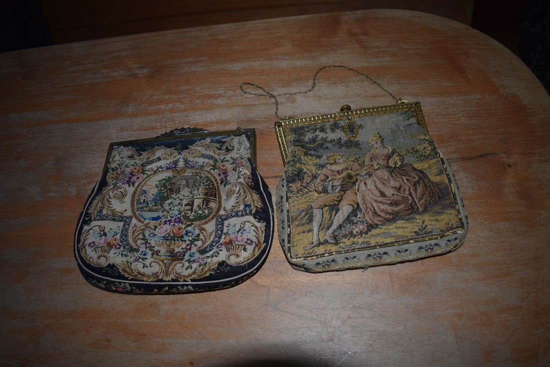 Lot of 2 Antique Tapestry Purses Handbags (1 of 3)