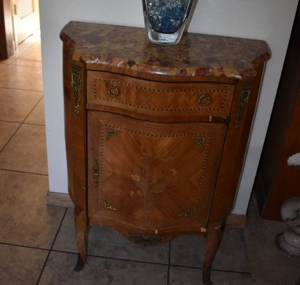Antique French Inlay Cabinet w Marble Top (1 of 5)