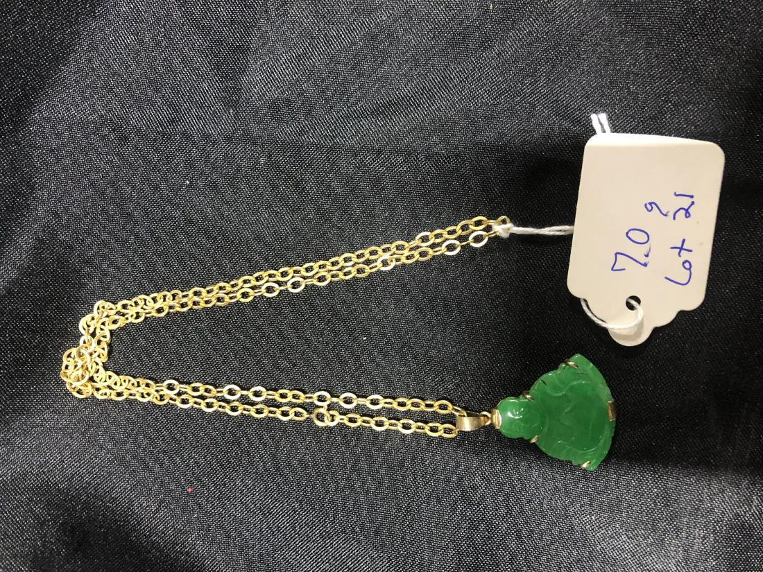 14K Gold Jade Pendant Necklace Chain Buddha (1 of 1)