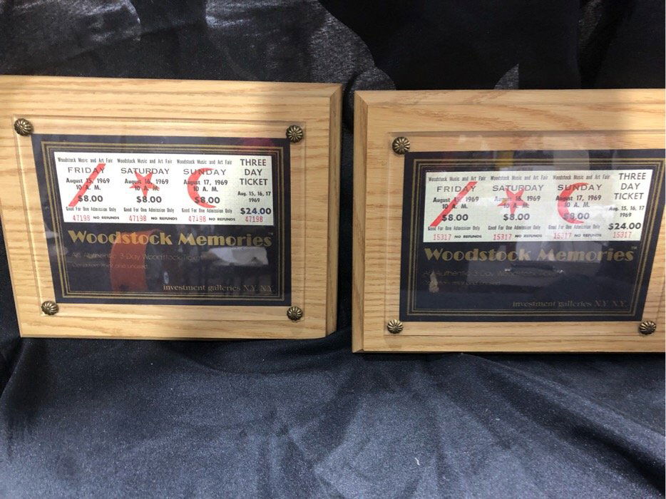 Two Framed Wood Stock Tickets Authentic 1969 3 Day (1 of 4)