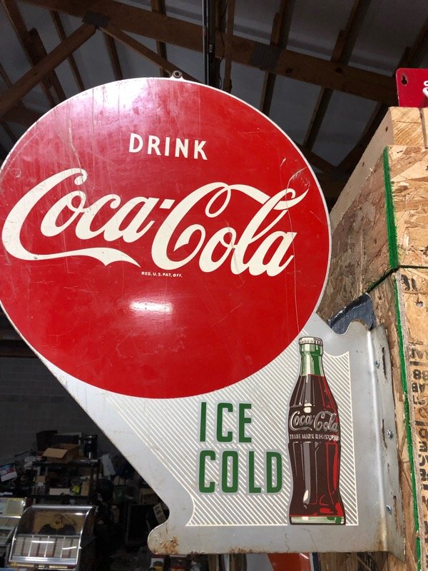 Vintage Coca Cola enamel Side Mount Sign 1953 (1 of 6)