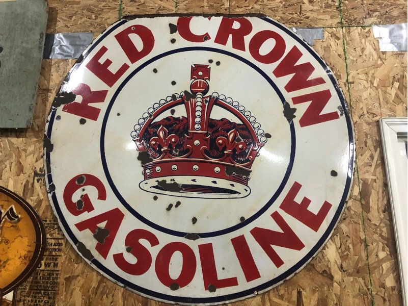 Red Crown Enamel Porcelain Sign Gasoline 42" (1 of 2)