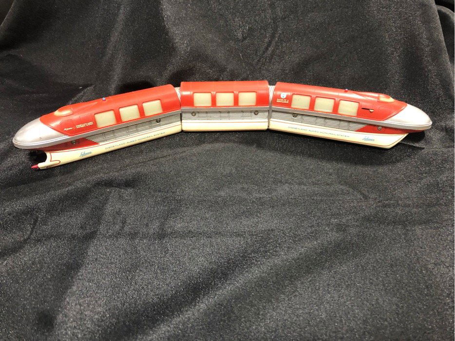 VTG Disneyland Alweg Monorail System Schuco Train: Nice old Mono rail trains Schuco Made in Germany. 3pc set. No rails.