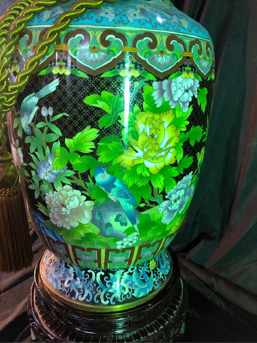 30" Large Cloisonne Vase: Another stunning one measures 36" total height with stand. Birds and flowers are featured in this one. Freight shipping required. US Only