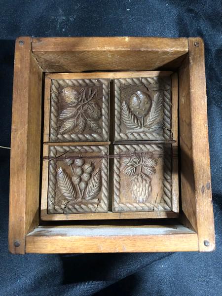 Antique Butter Mold Stamp Square Strawerry Grapes (1 of 5)