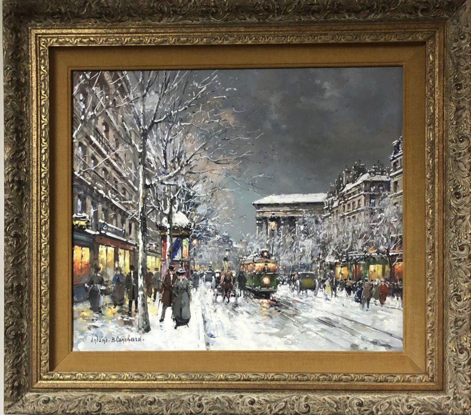 Antoine Blanchard Original Oil Painting Winter Scene (1 of 3)