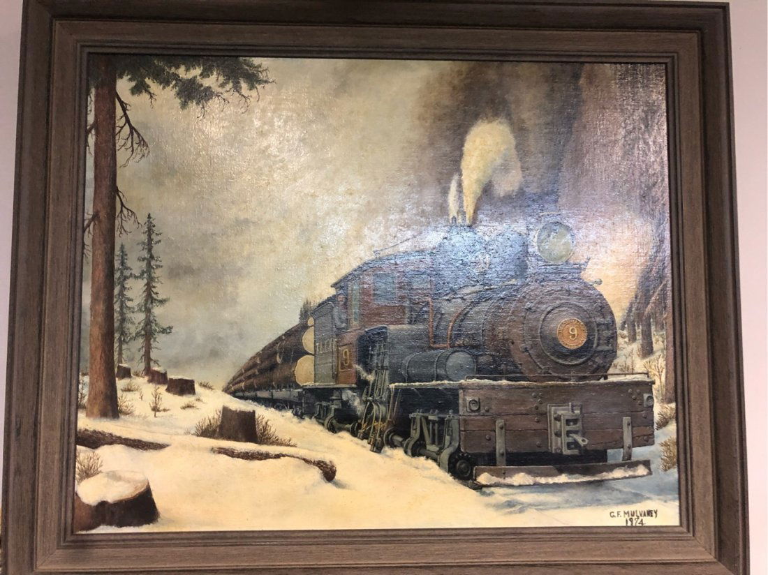Train Engine 9 Oil Painting Original Art G.F. Mulvaney (1 of 4)