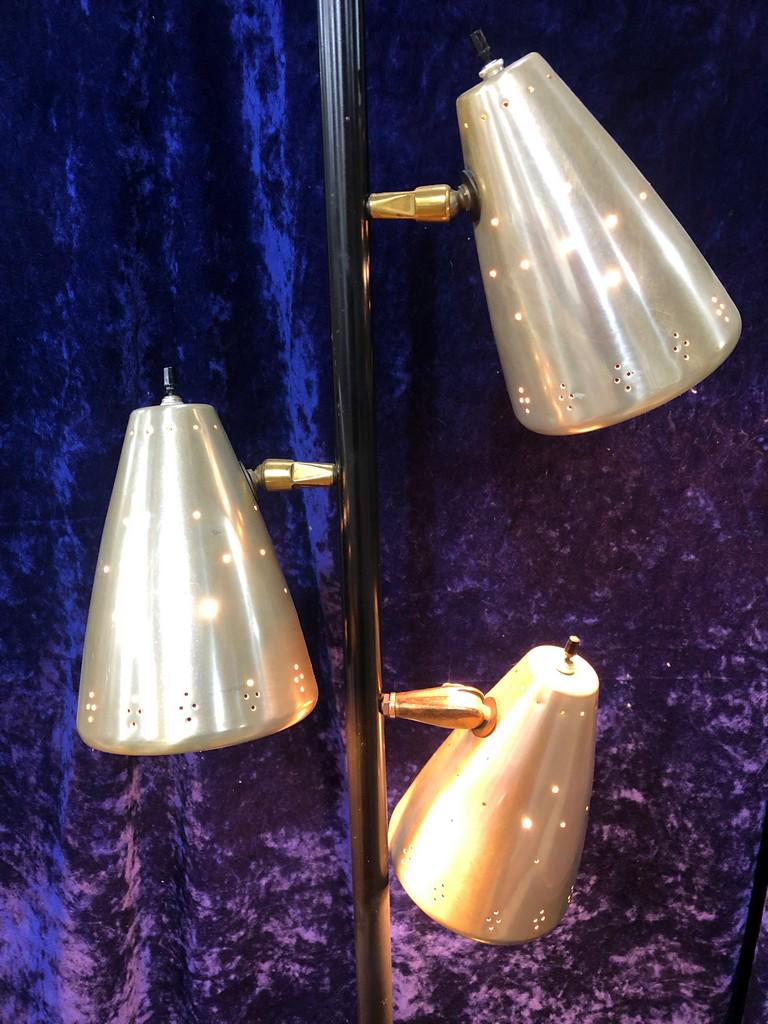 Mid Century Modern 3 Spot Light Floor Lamp Black Brass (1 of 6)