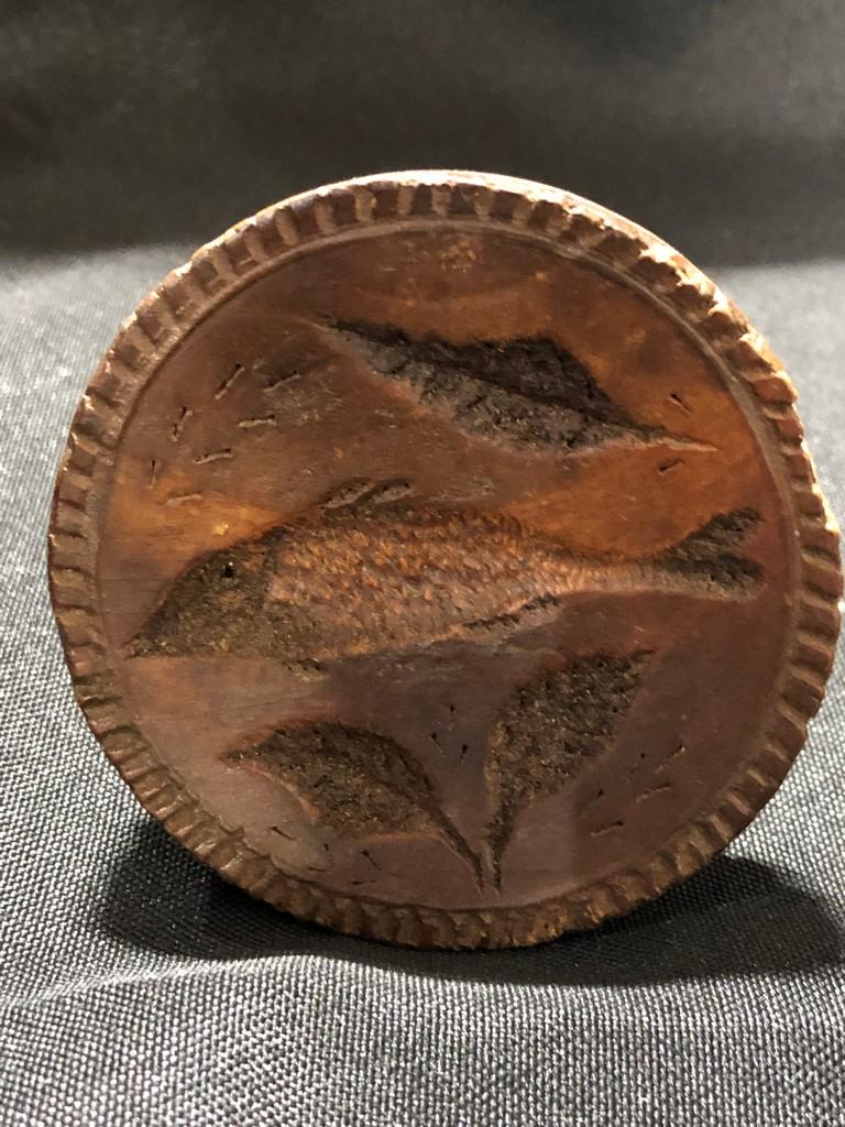 Very Antique Rare Mini Butter Mold Stamp Fish (1 of 3)
