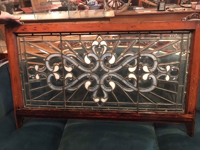 Clear and opal beveled and jeweled stained glass window (1 of 5)