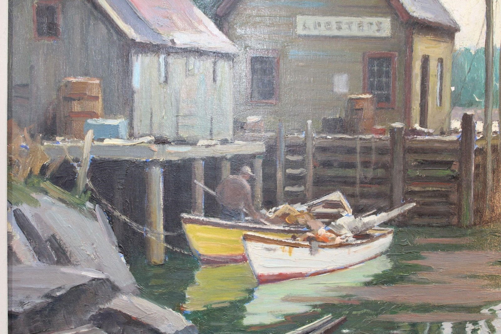 Junius Allen Oil Painting "Lobsterman's Cove" 1955 (1 of 7)