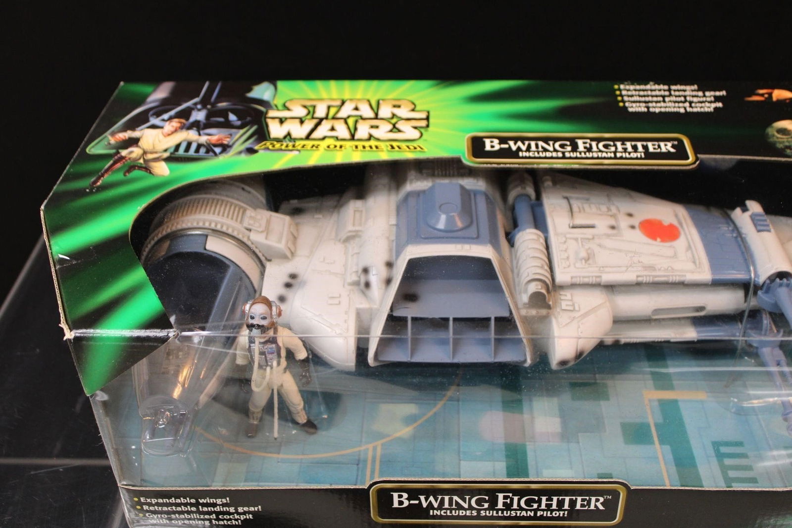 Hasbro Power of the Jedi B-Wing Fighter: The B-Wing Fighter, first introduced in "Star Wars": Return of the Jedi." is a unique star-fighter known for its unusual gyroscopic design and heavy armament. Hasbro's "Power of the Jedi" line, releas