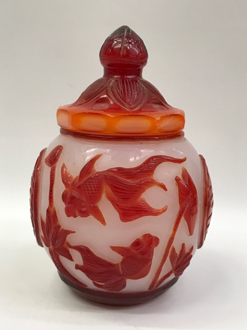 Chinese Overlay Red Peking Glass Vase (1 of 5)