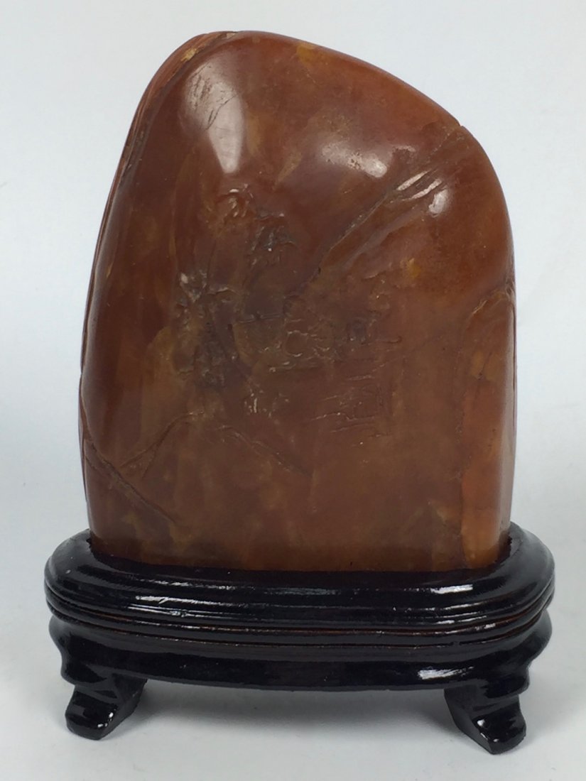 Carved Soapstone Mountain with Wooden Base (1 of 6)