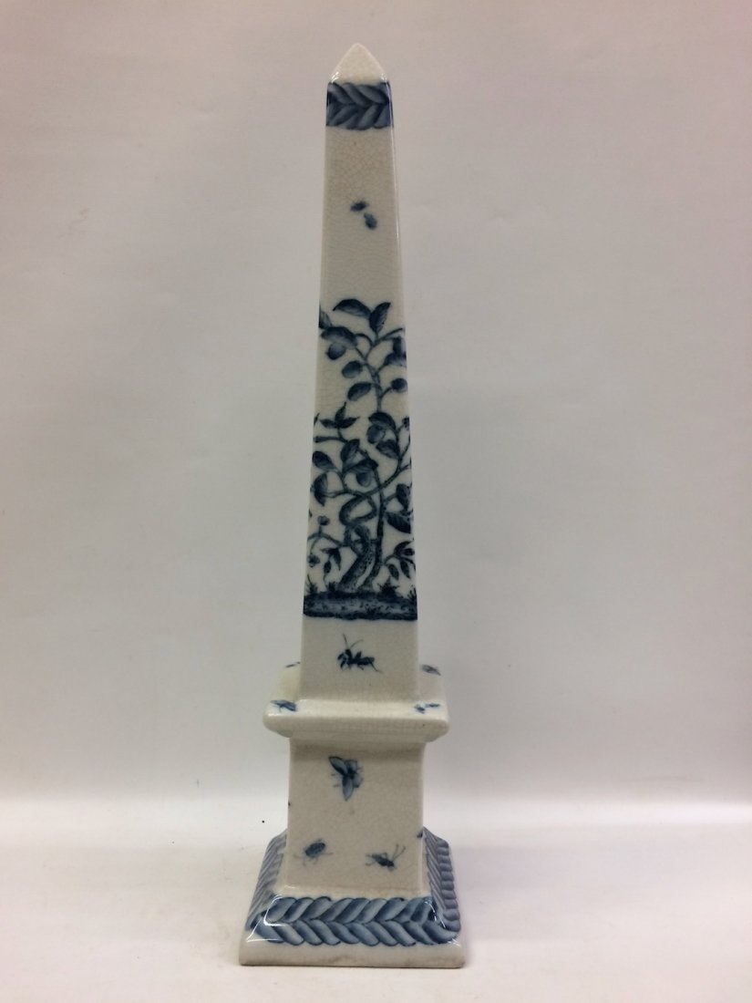 Porcelain Obelisk: Porcelain Obelisk, The dimension is 17 inches high x 4 inches wide. The shipping cost for domestic is $45.00 flat rate shipping within the Continental US, the International foreign shipping rates are 