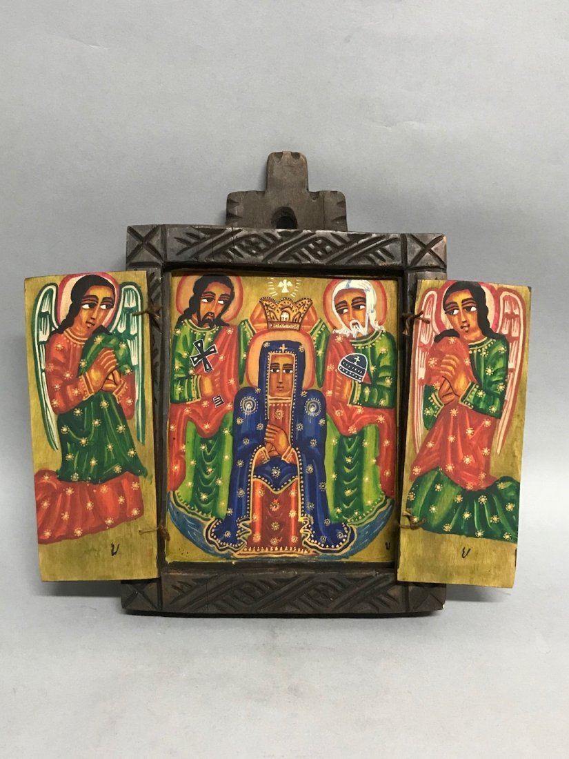 Ethiopian Coptic Hand Painted Wooden Altar Icon (1 of 5)