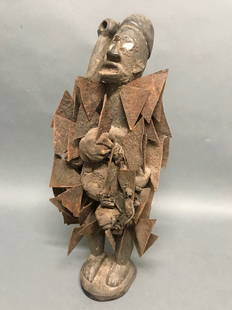 Bacongo Fetish Sculpture: African Art Bacongo Fetish Sculpture from DR Congo. The dimension 15.5 inches high x 6.5 inches wide. The packing and shipping cost with insurance for domestic is $45.00 flat rate shipping within the