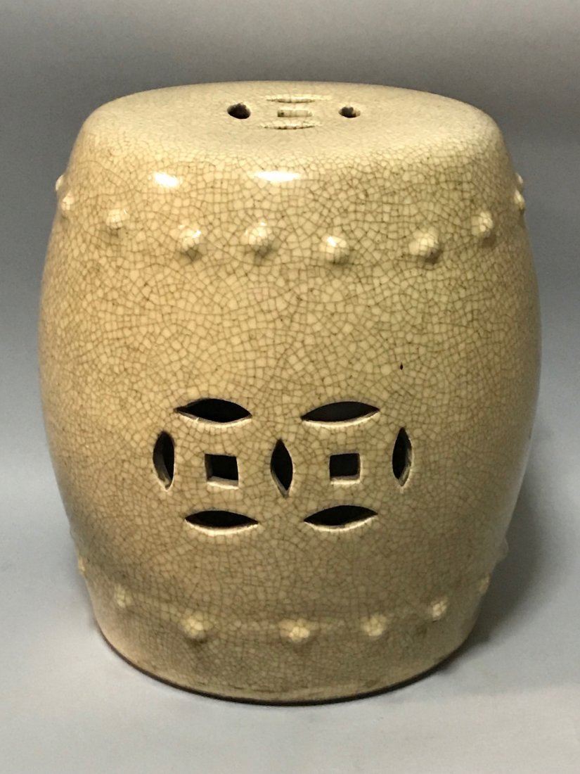 Porcelain Crackled Garden Stool: Chinese Art Porcelain Crackled Garden Stool. The dimension 10 inches high x 10 inches wide. The packing and shipping cost with insurance for domestic is $45.00 flat rate shipping within the Continenta
