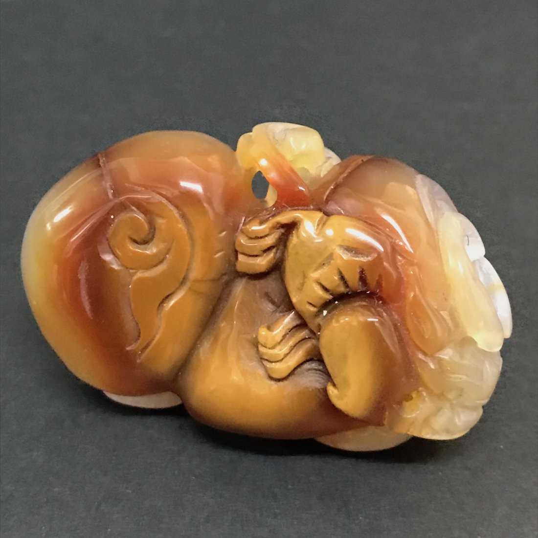 Carved Agate Stone with Dragon Design (1 of 6)