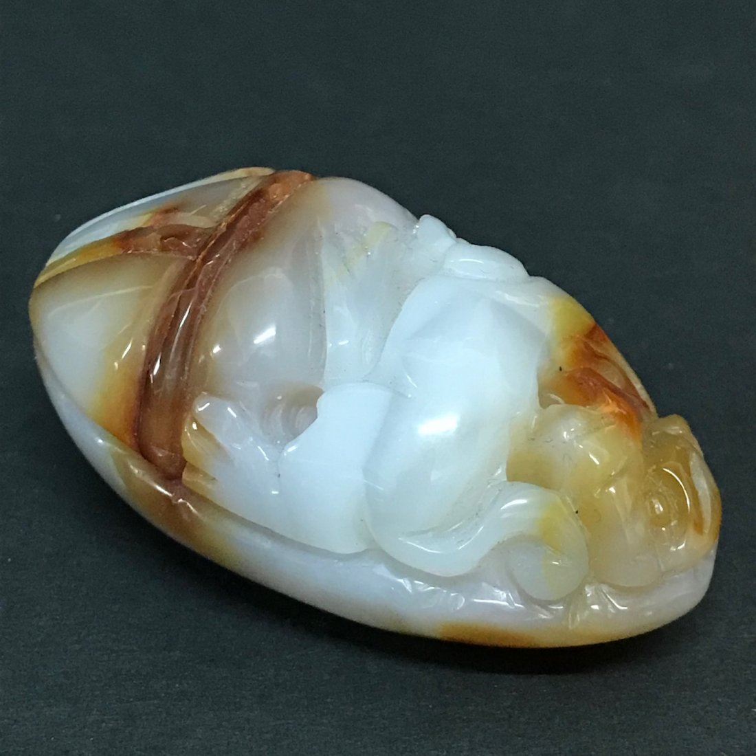 Carved Agate Stone with Dragon Design (1 of 7)