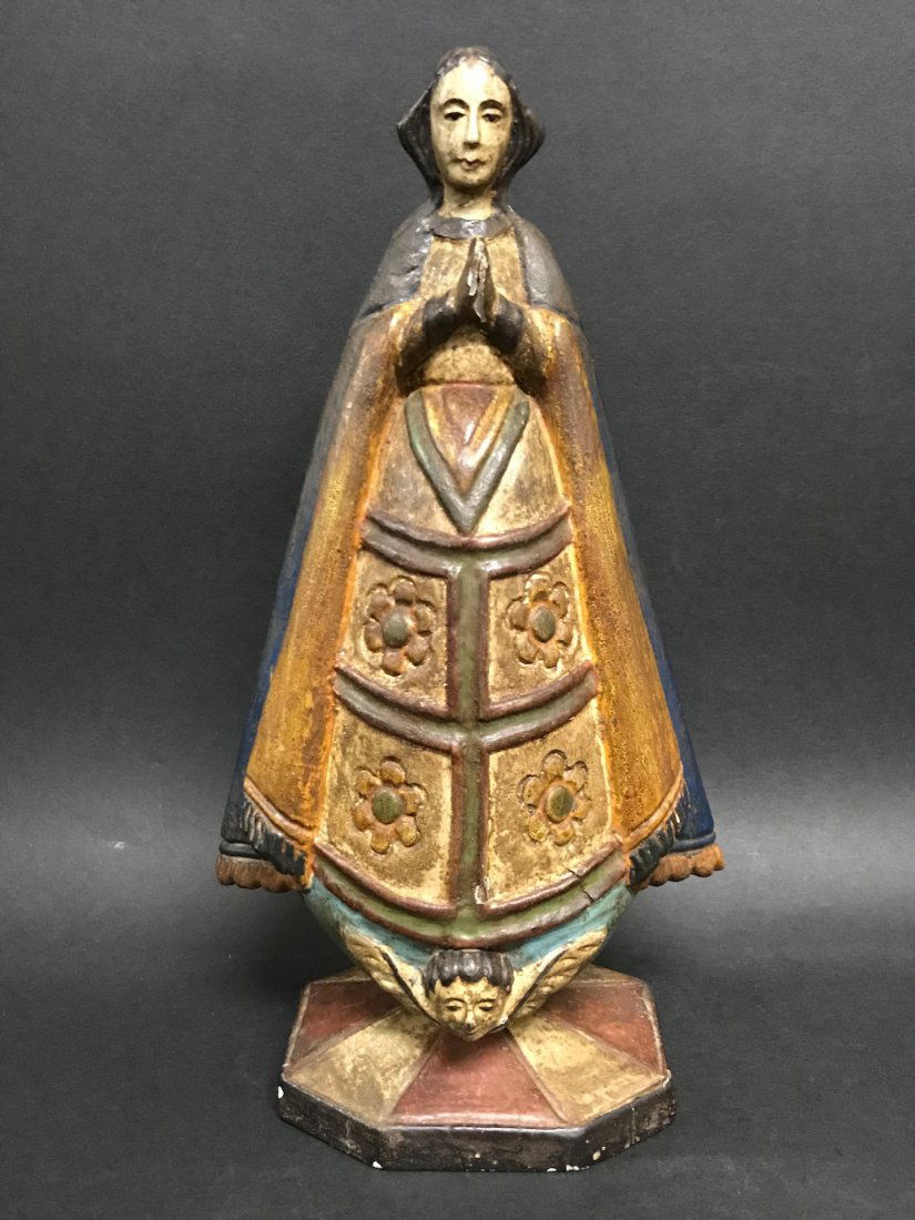 Carved Wood Virgin Mary Sculpture (1 of 6)