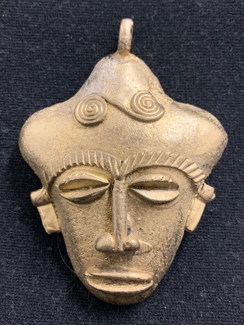 African Art Bronze/Brass Ashanti Mask Pendant (1 of 5)
