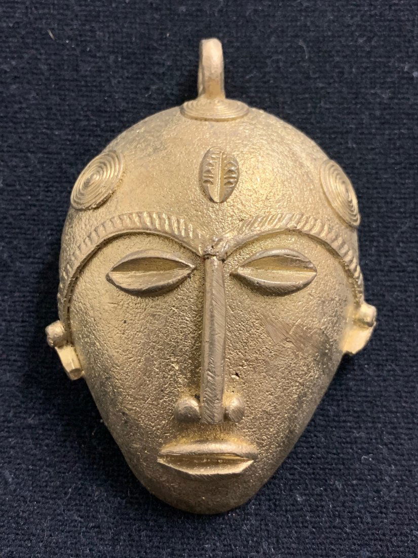 African Art Bronze/Brass Ashanti Mask Pendant (1 of 5)