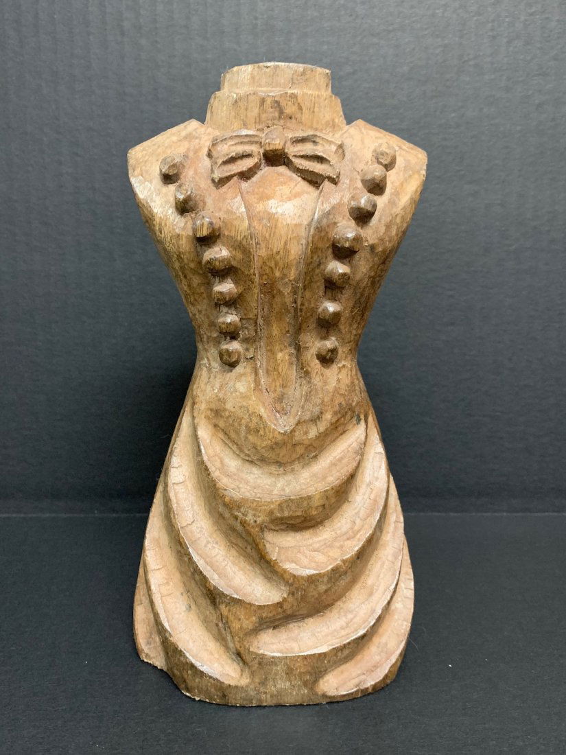 Carved Wood Paper Mache Mold Dress Form (1 of 7)