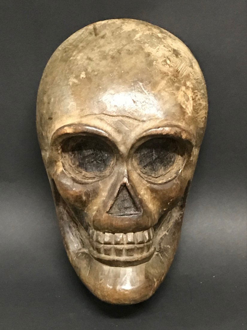 Carved Wood Paper Mache Mold Skull (1 of 5)