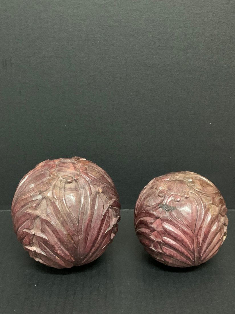 Carved Wood Paper Mache Mold Decorative Ball Sculpture (1 of 6)