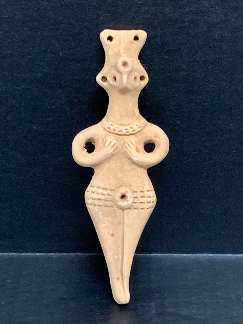 Roman Style Terra Cotta Syro Hittite Statue: Roman Style Terra Cotta Syro Hittite Statue. The dimension 6.25 inches high x 2.5 inches wide. The shipping cost for domestic is $25.00 flat rate shipping within the Continental US, the International 