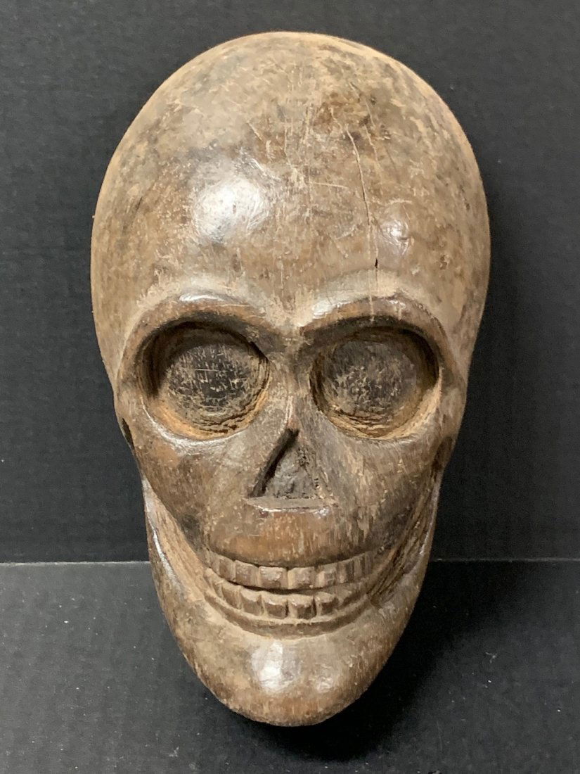 Vintage Carved Wood Paper Mache Mold Skull (1 of 6)