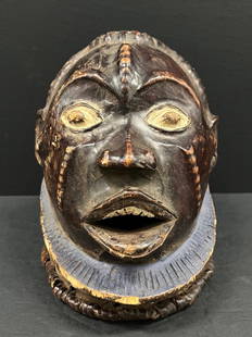 Yoruba Ekoi (Ejagham): Ekoi wooden masks are covered with animal skin.  These figures usually refer