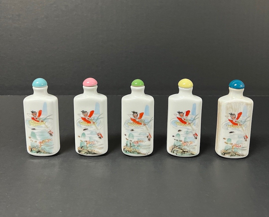 Porcelain Snuff Bottle Set of 5 (1 of 6)
