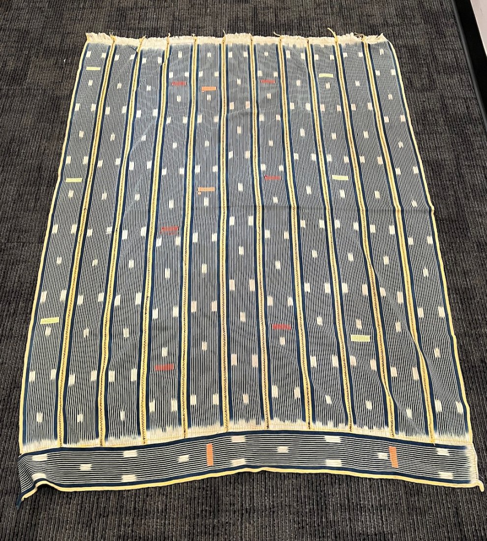 Ikat Stripe Cloth: African Tribal Art Ikat Stripe Cloth. The dimension is 58 inches high x 42 inches wide. The shipping cost for domestic is $30.00 flat rate shipping within the Continental US including handling, packin