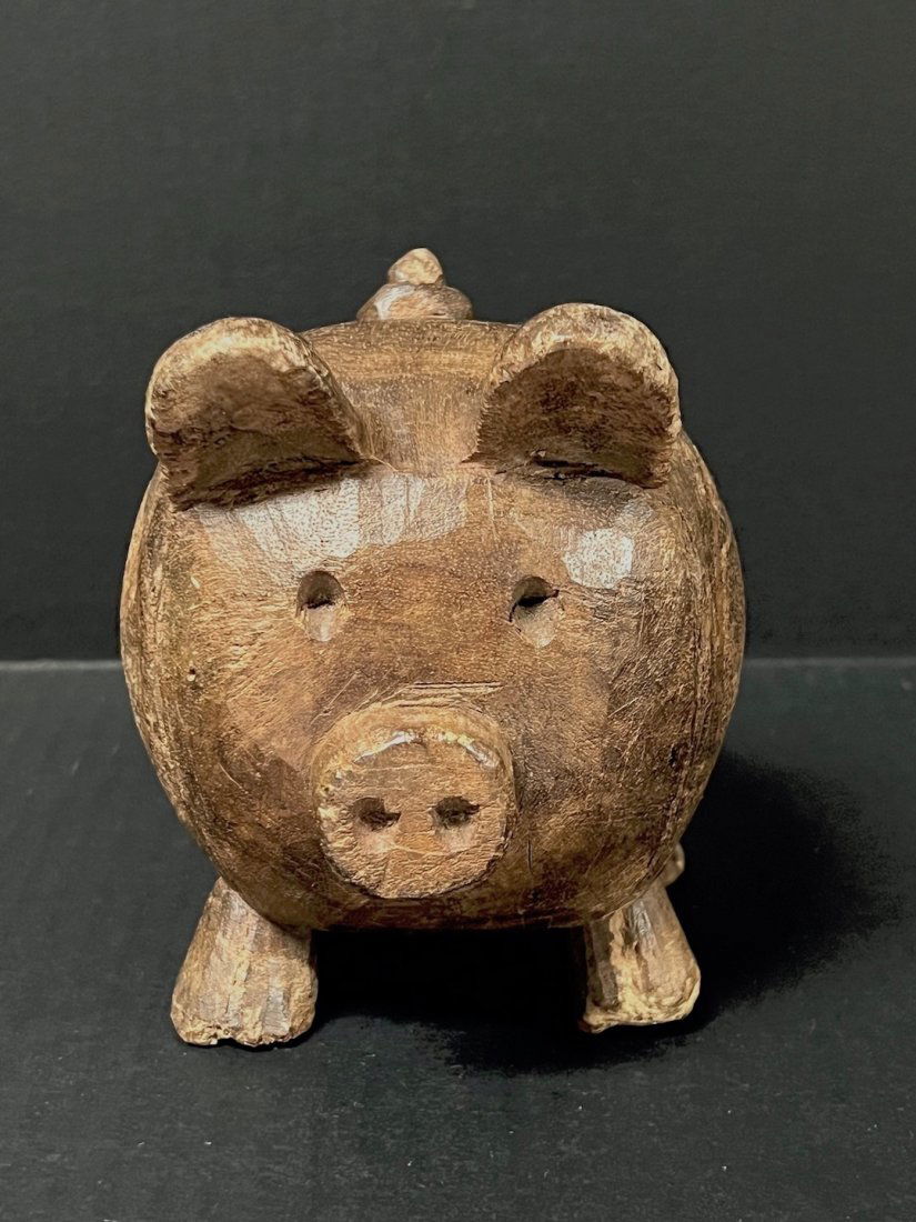Carved Wood Folk Art Pig Sculpture (1 of 6)