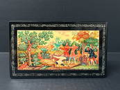 Vintage Russian Art Lacquered Wooden Box