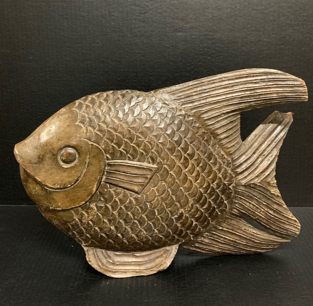 Large Carved Wood Papermache Mold of Fish (1 of 6)