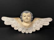 Antique Finished Carved Wood Hanging Cherub