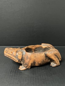 Carved Wood Frog Container