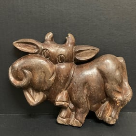 Carved Wood Cow Plaque