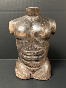 Carved Wood Male Torso