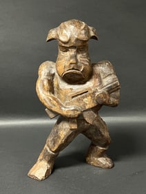 Carved Wood Dog Soldier