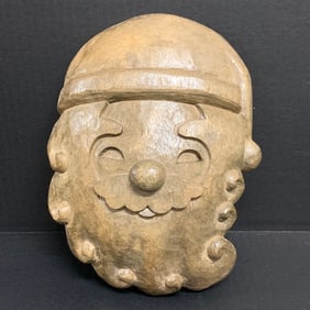 Carved Wood Santa Claus Face Plaque