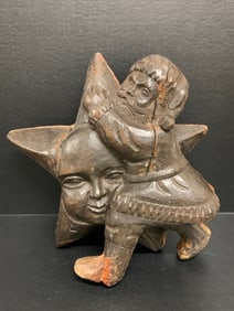 Carved Wood Santa Claus with Star