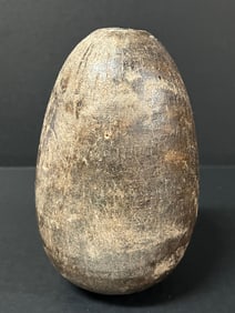 Carved Wood Egg Sculpture