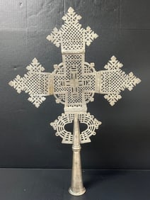 Large Ethiopian Processional Metal Coptic Cross