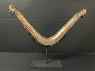 Philippine Carabao Wooden Yoke Mounted on Metal Stand