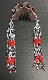 Philippine Tribal Art Carved Wood and Beads Mindanao Tboli Tribe Headdress Comb