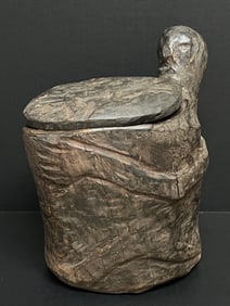 Philippine Tribal Art Ifugao Carved Wood Salted Meat Container